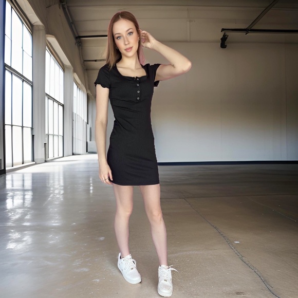 NEW Black dress black fitted dress button down dress a little black dress sexy - Picture 1 of 6